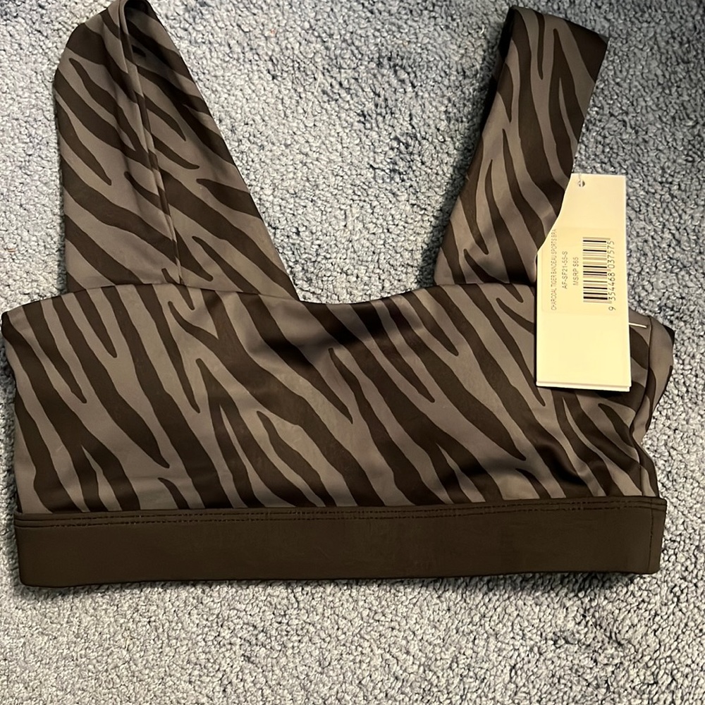 NWT ALLFENIX  x Anthropologie charcoal tiger bandeau sports bra S